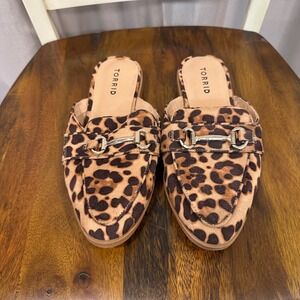 NWOT Torrid Leopard Print Mule Loafer Flats Women's Size 7W Mobwife Glam